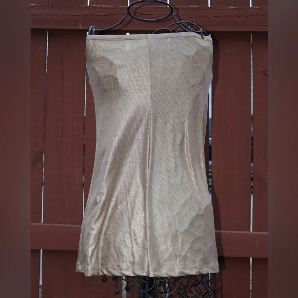 Forever Champagne Sleeveless/Strapless Flowy Cocktail Dress with Ribbons - Picture 4 of 7